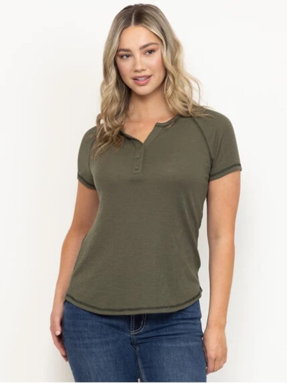 NWT Warehouse One Ribbed Raglan Henley Tee - 3X